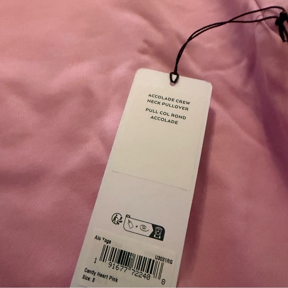 NWT ALO YOGA Accolade Crewneck Pullover Candy Heart Pink - Picture 6 of 6